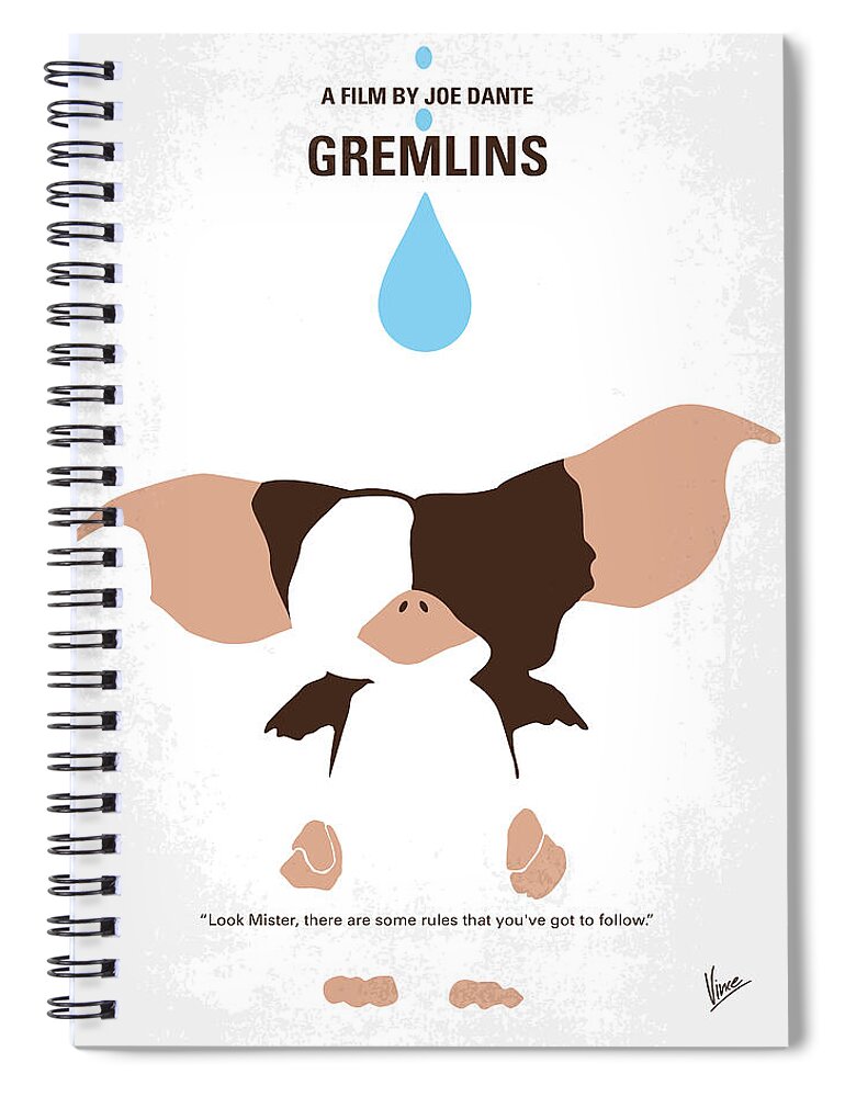 Gremlins Spiral Notebook featuring the digital art No451 My Gremlins minimal movie poster by Chungkong Art