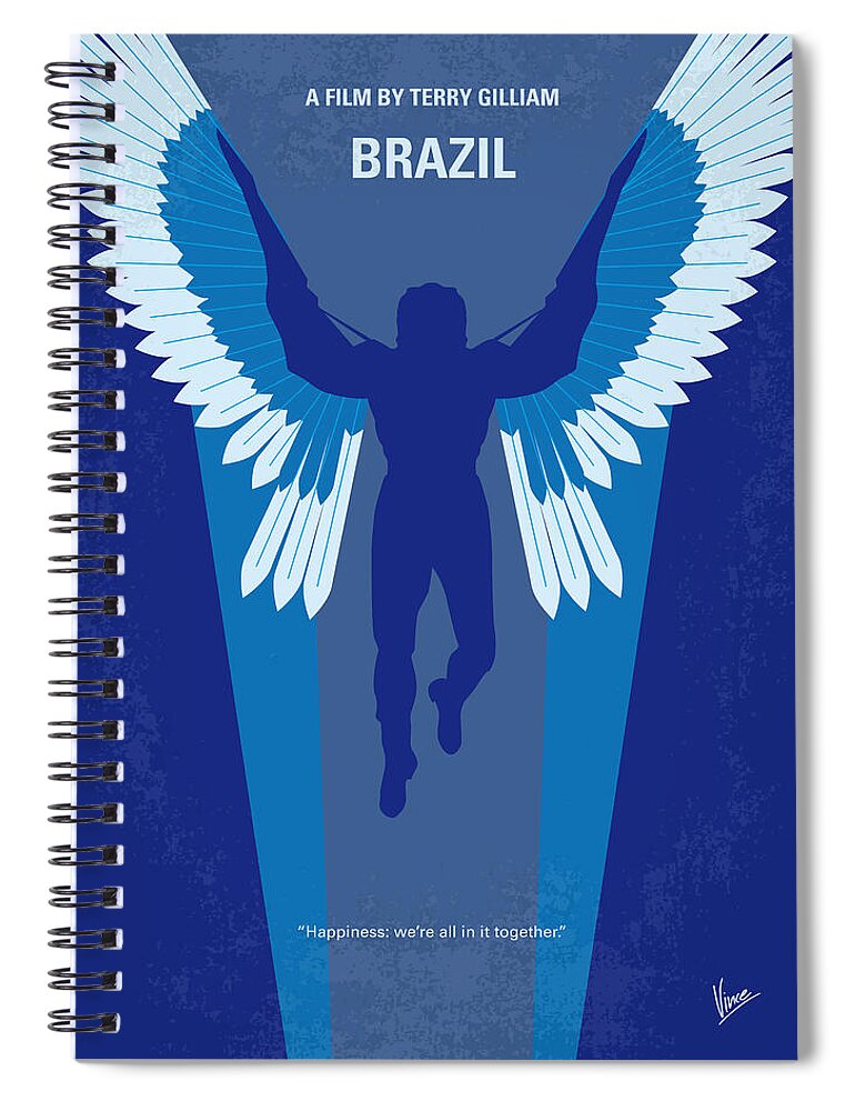 Brazil Spiral Notebook featuring the digital art No643 My Brazil minimal movie poster by Chungkong Art