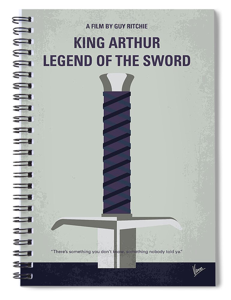 King Arthur Legend Of The Sword Spiral Notebook featuring the digital art No751 My King Arthur Legend of the Sword minimal movie poster by Chungkong Art