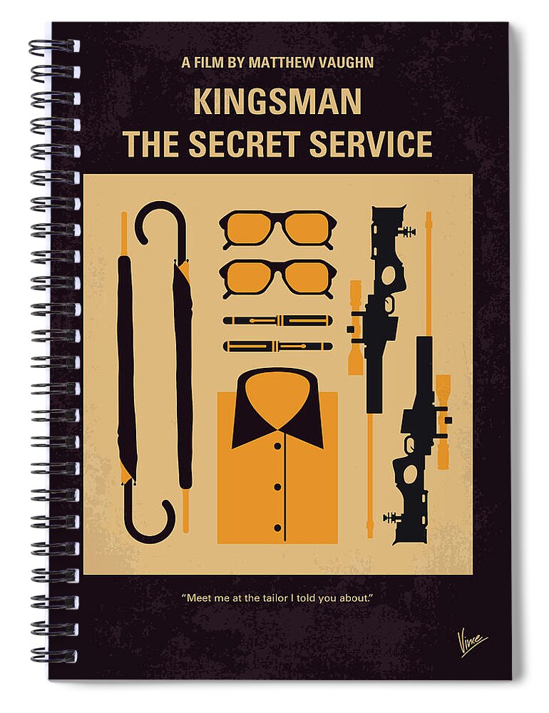 Kingsman Spiral Notebook featuring the digital art No758 My Kingsman minimal movie poster by Chungkong Art
