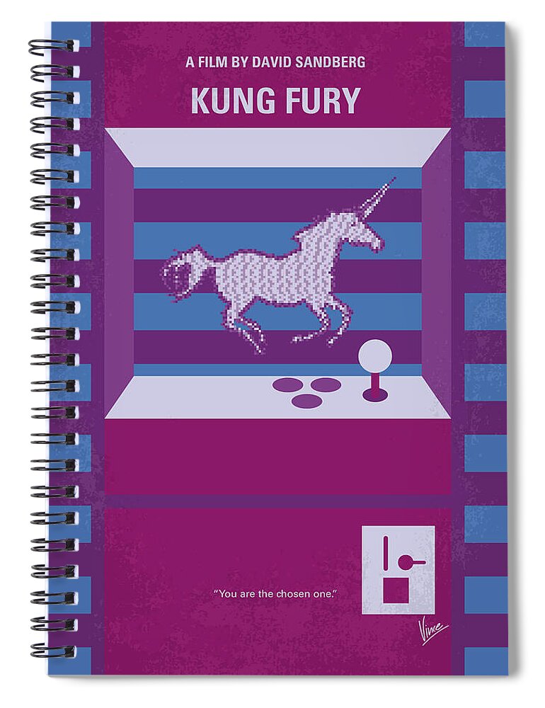 Kung Fury Spiral Notebook featuring the digital art No770 My Kung Fury minimal movie poster by Chungkong Art