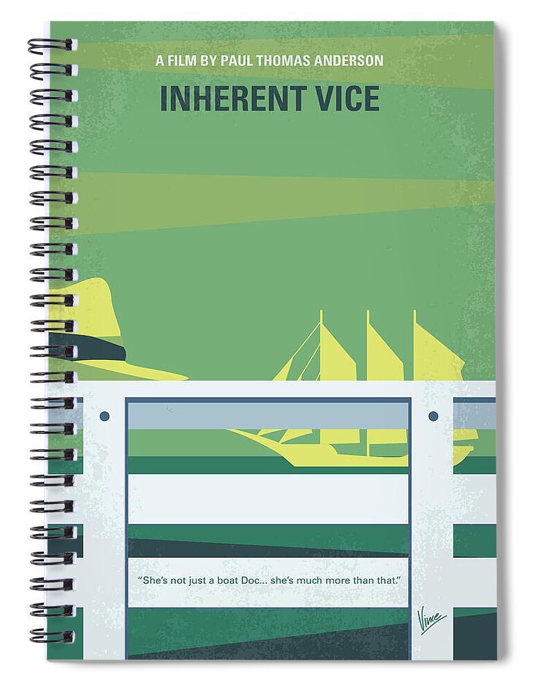 Inherent Vice Spiral Notebook featuring the digital art No793 My Inherent Vice minimal movie poster by Chungkong Art