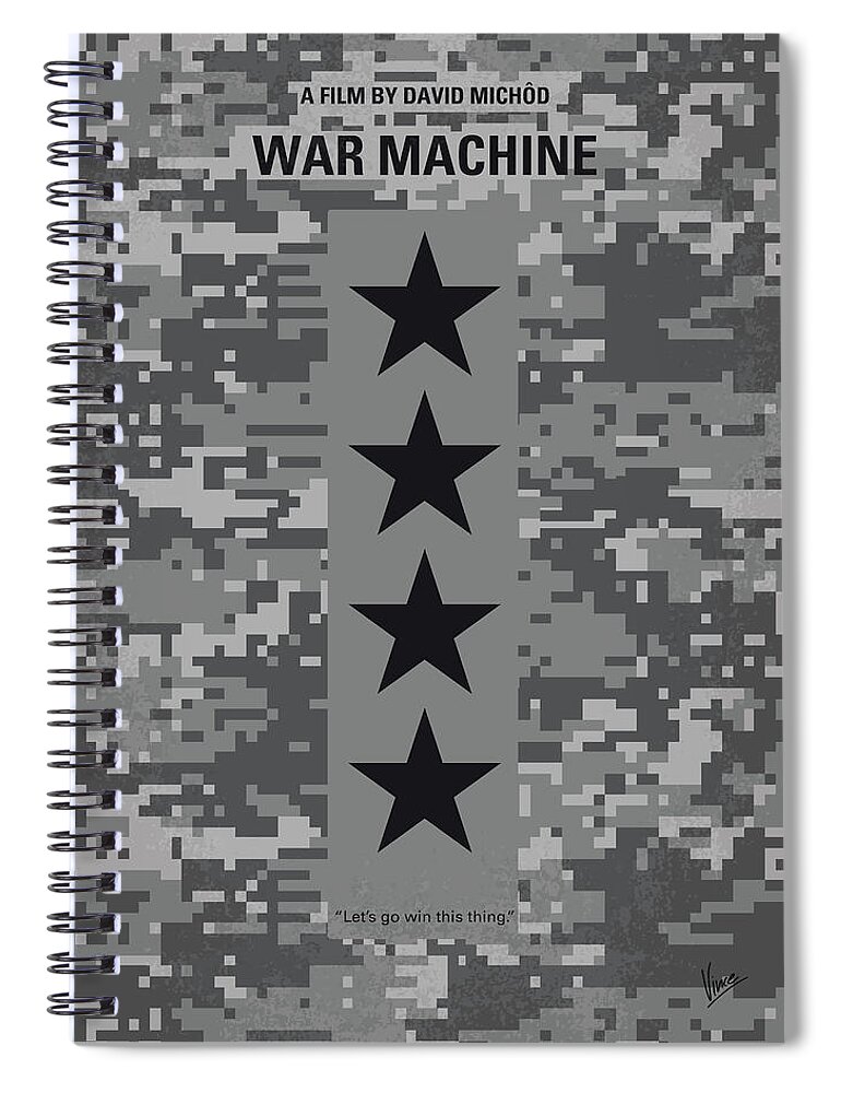 War Machine Spiral Notebook featuring the digital art No817 My War Machine minimal movie poster by Chungkong Art