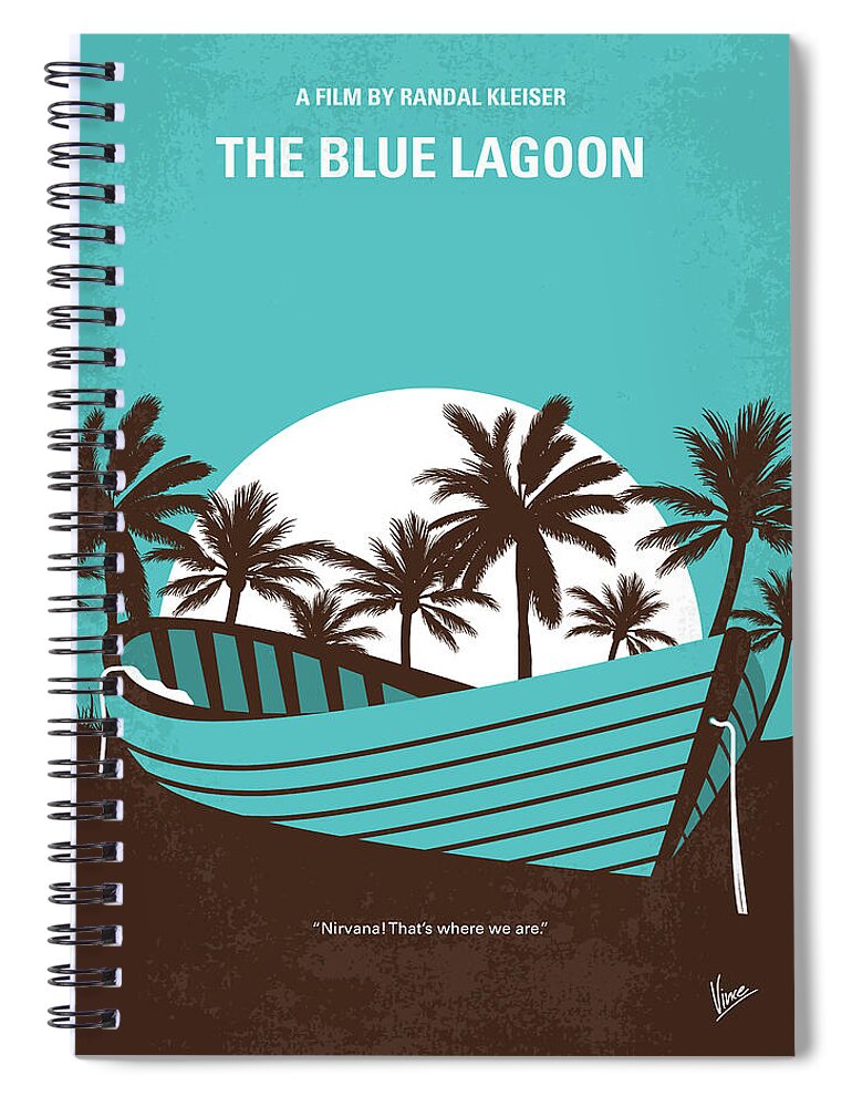 The Blue Lagoon Spiral Notebook featuring the digital art No871 My The Blue Lagoon minimal movie poster by Chungkong Art