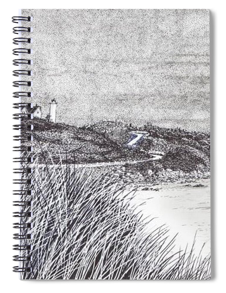 Gallery Spiral Notebook featuring the drawing Nobska Lighthouse by Betsy Carlson Cross