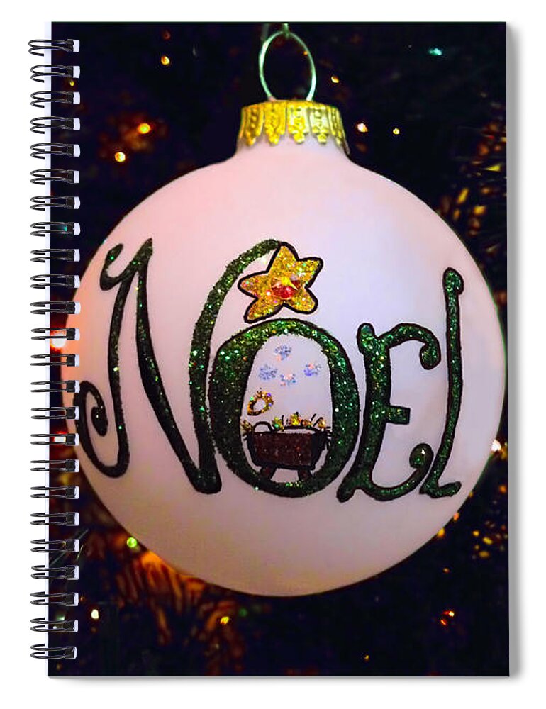 Landscape Spiral Notebook featuring the photograph Noel Ornament Christmas Card by Morgan Carter