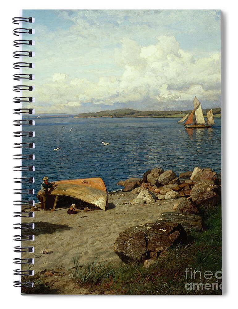 Hans Gude Landscape Spiral Notebook featuring the painting Norsk kystlandskap by O Vaering