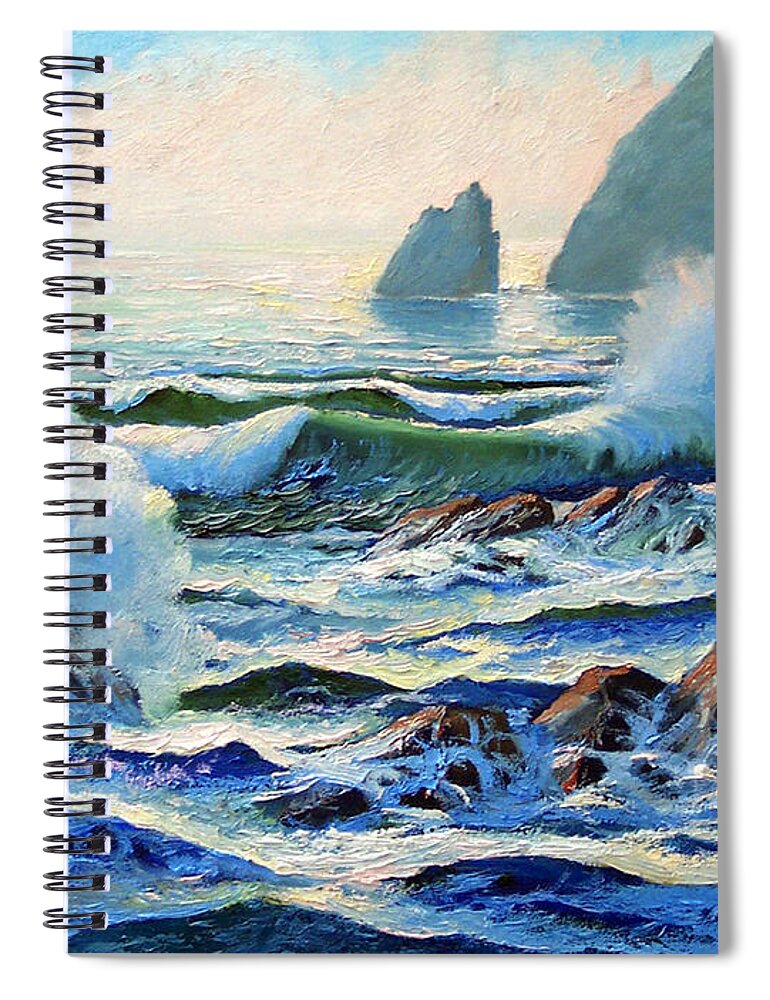 Ocean Spiral Notebook featuring the painting North Coast Surf by Frank Wilson