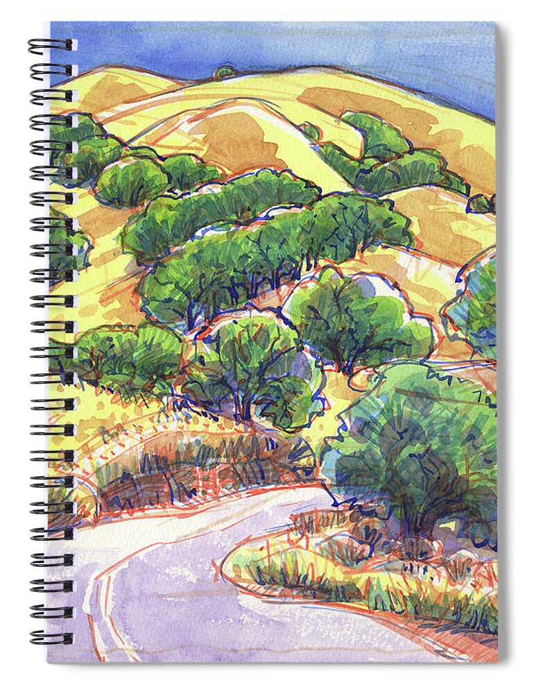 Landscape Spiral Notebook featuring the painting North Gate Road, Mount Diablo by Judith Kunzle