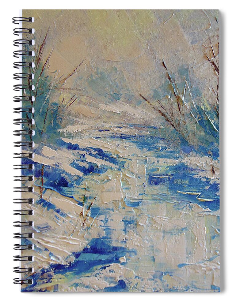 Floral Spiral Notebook featuring the painting North of France winter by Frederic Payet