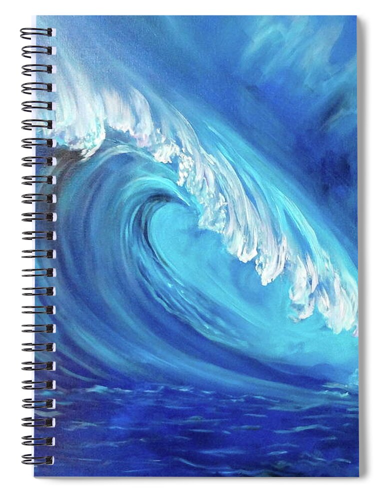 Modern Contemporary Original Spiral Notebook featuring the painting North Shore Wave Oahu 2 by Jenny Lee