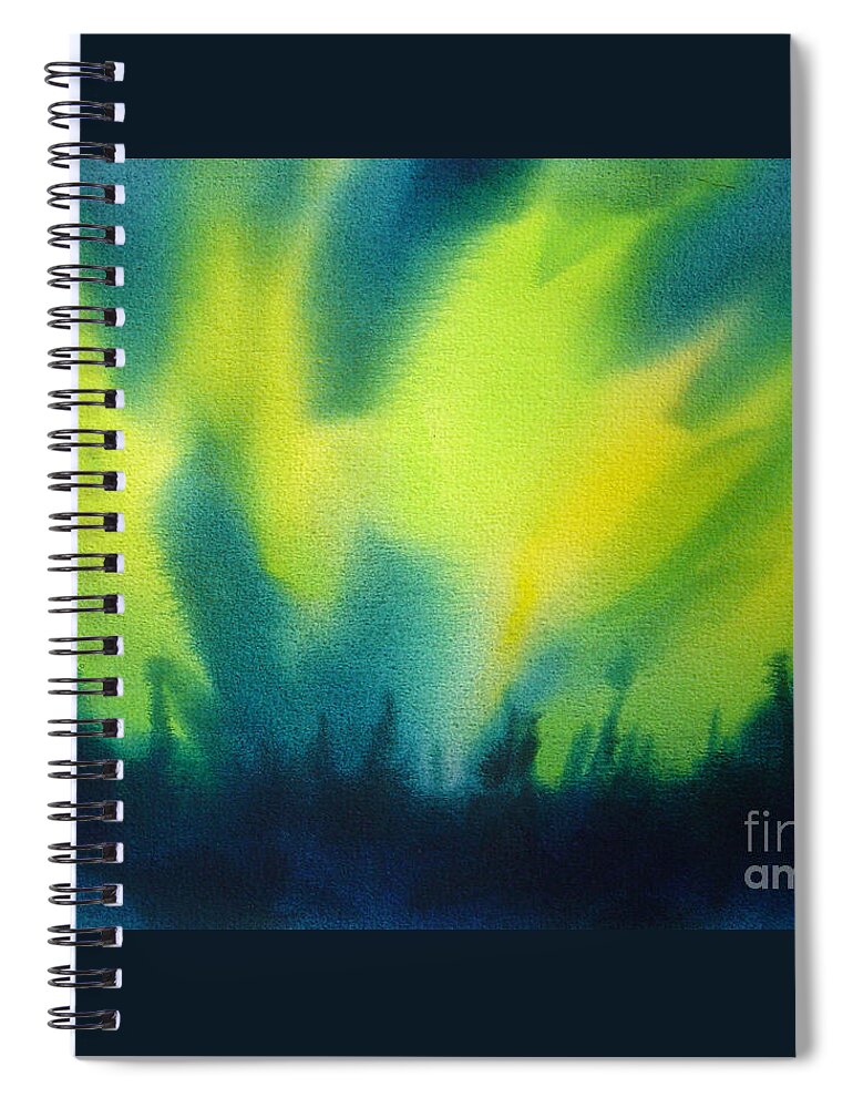 Paintings Spiral Notebook featuring the painting Northern Lights I by Kathy Braud