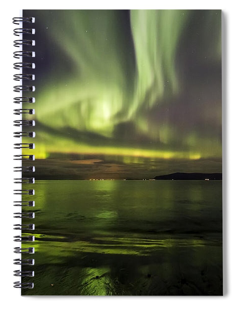 Nordurljos Spiral Notebook featuring the photograph Northern Lights Reykjavik by Gunnar Orn Arnason