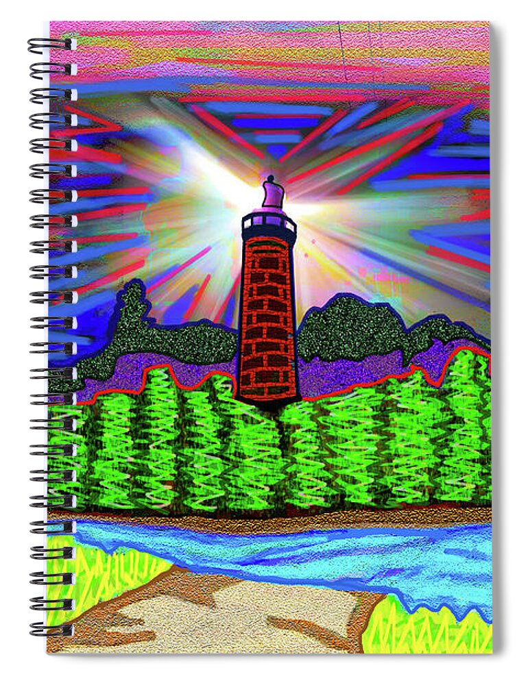 Digital Spiral Notebook featuring the digital art Northern Wisconsin Lighthouse by Rod Whyte