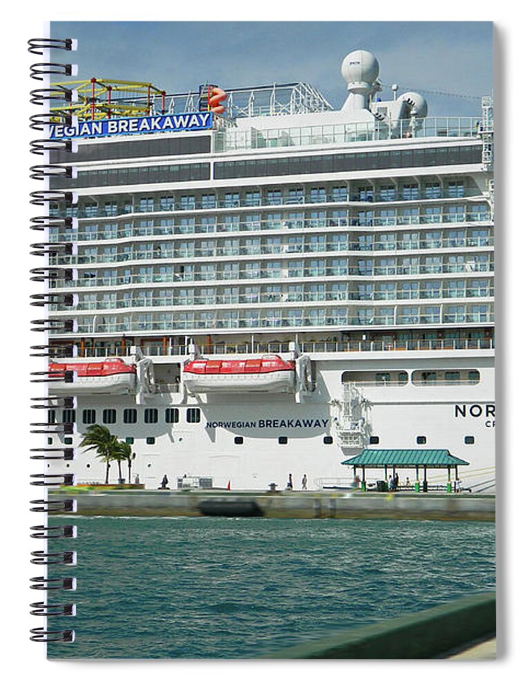 Norwegian Breakaway In Nassau Bahamas Spiral Notebook featuring the photograph Norwegian Breakaway in Nassau Bahamas by Emmy Vickers