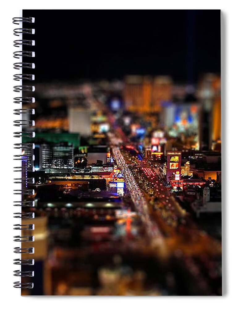 Las Vegas Spiral Notebook featuring the photograph NOT EVERYTHING STAYS IN VEGAS - tiltshift by Ericamaxine Price