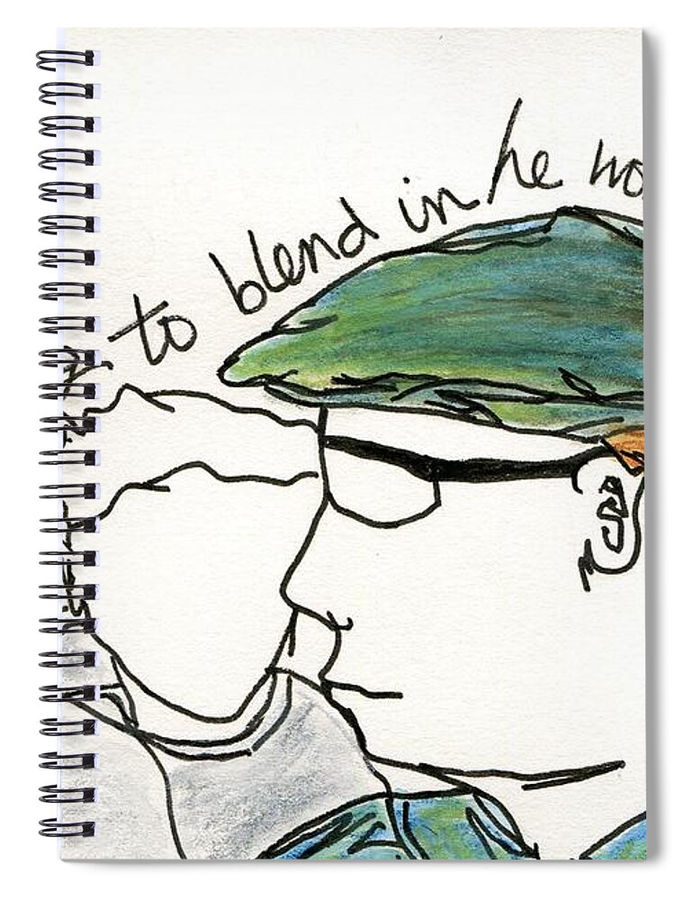 Drawing Spiral Notebook featuring the painting Not Wanting To Blend In He Wore A Hat by Hew Wilson