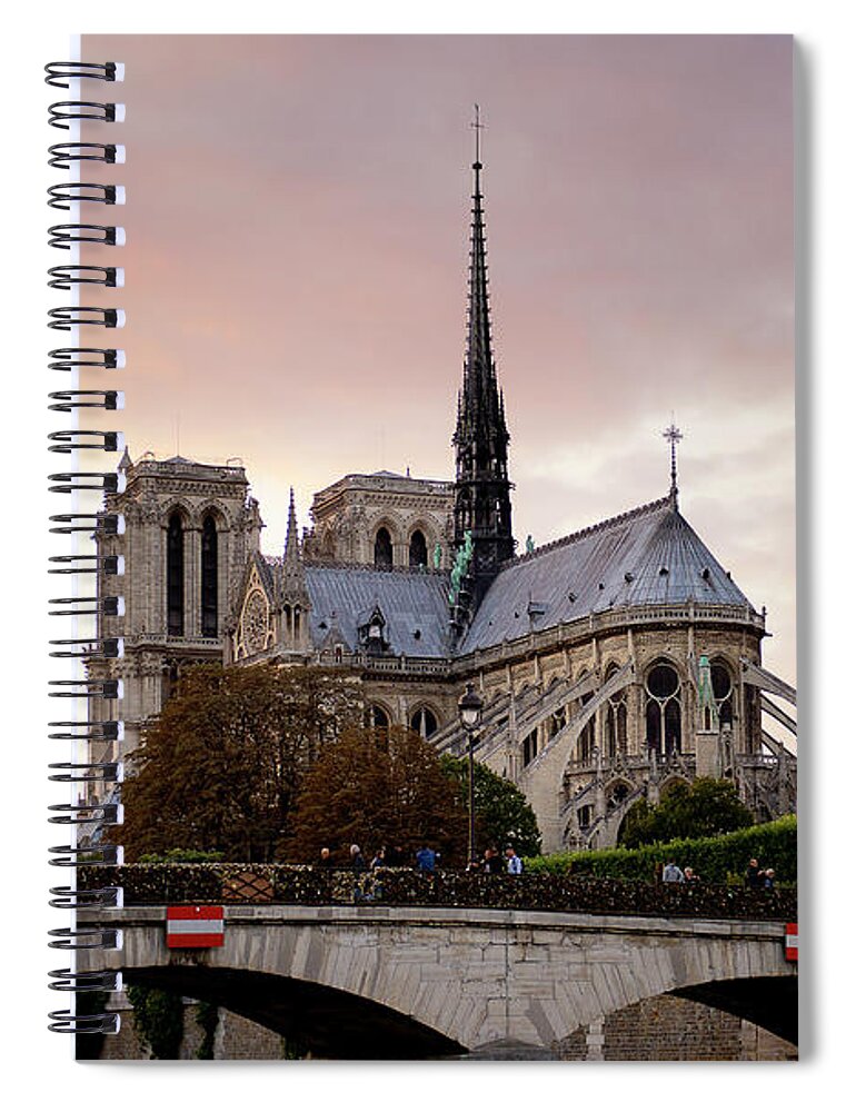 Notredame Cathedral Spiral Notebook featuring the photograph Notre Dame Cathedral sunset by Ivy Ho