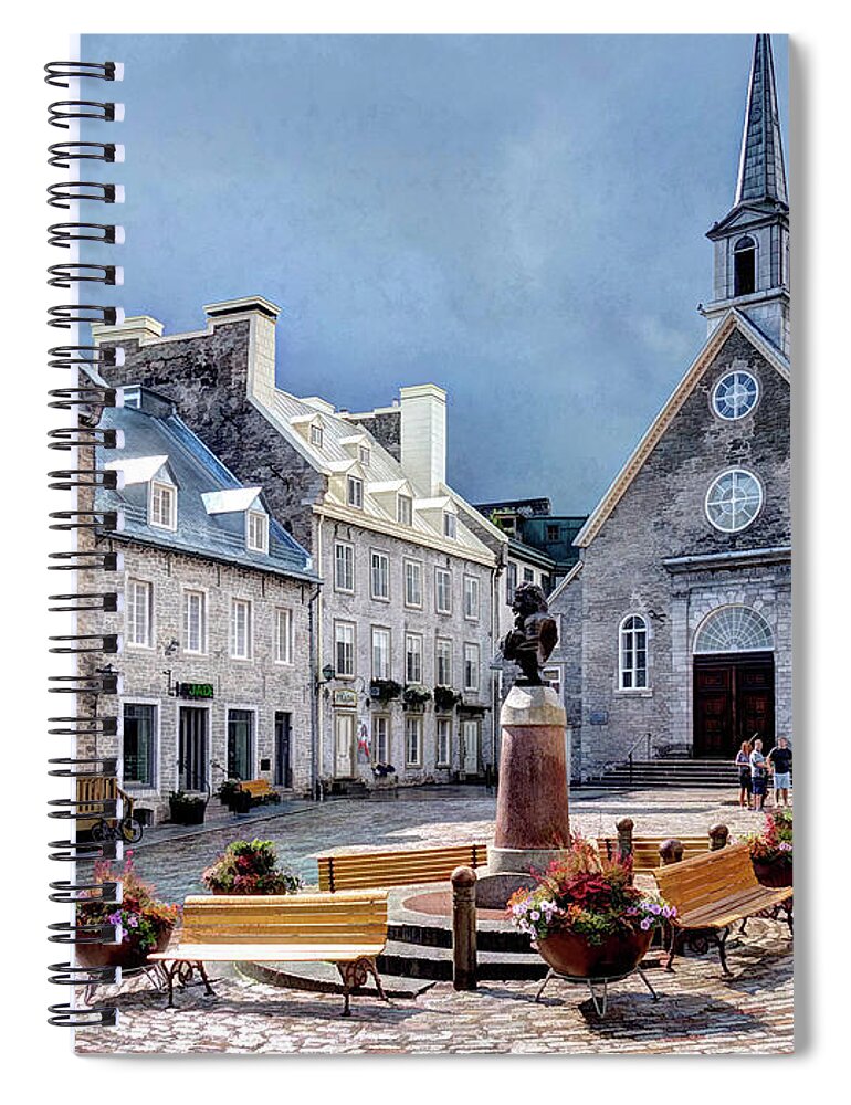 Quebec City Spiral Notebook featuring the photograph Notre-Dame-des-Victoires Church by David Thompsen