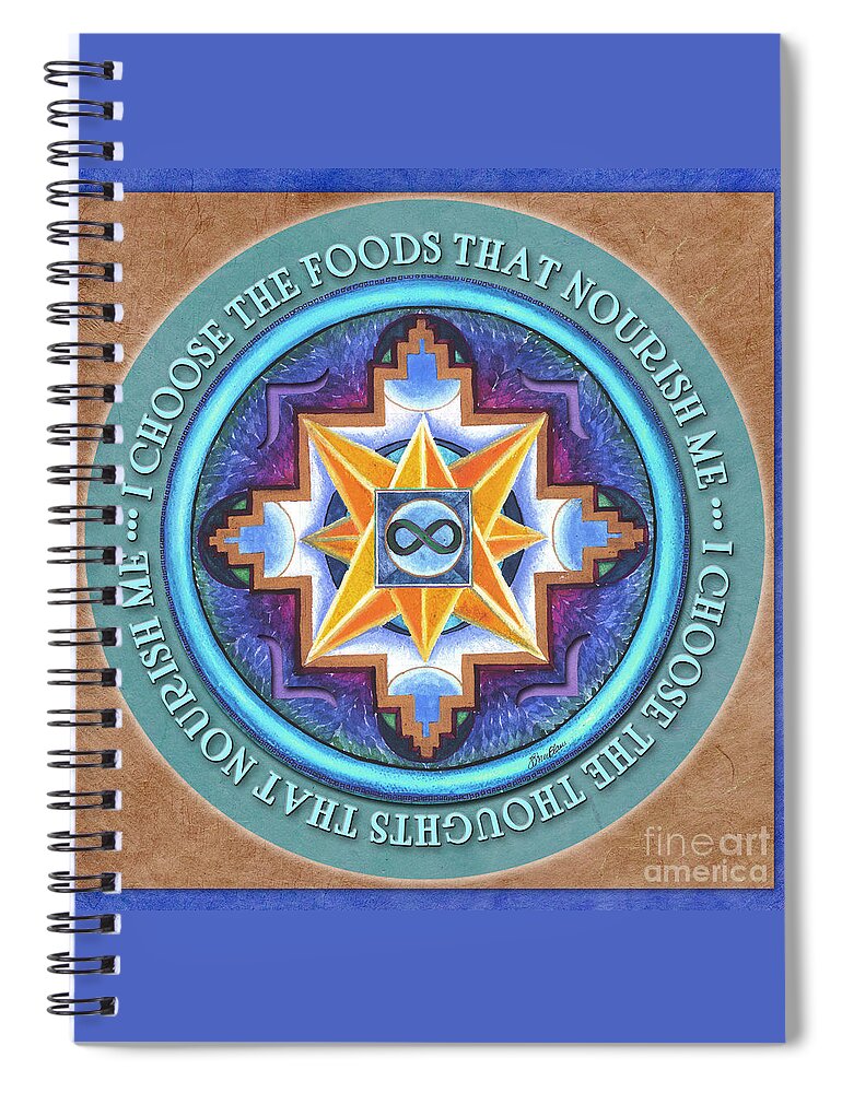 Mandala Spiral Notebook featuring the painting Nourish Mandala Prayer by Jo Thomas Blaine