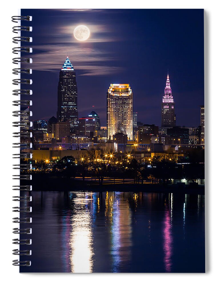 November Moon In Cleveland Spiral Notebook featuring the photograph November Moon In Cleveland by Dale Kincaid
