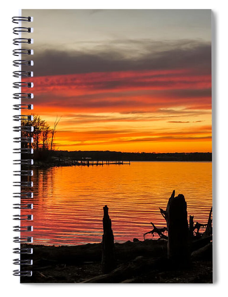 Terry D Photography Spiral Notebook featuring the photograph November Sunset Manasquan Reservoir NJ by Terry DeLuco