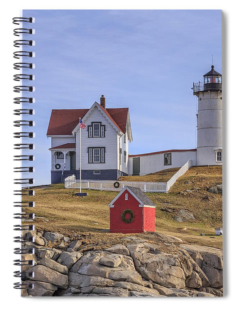 Light Spiral Notebook featuring the photograph Nubble Lighthouse York Maine by Edward Fielding
