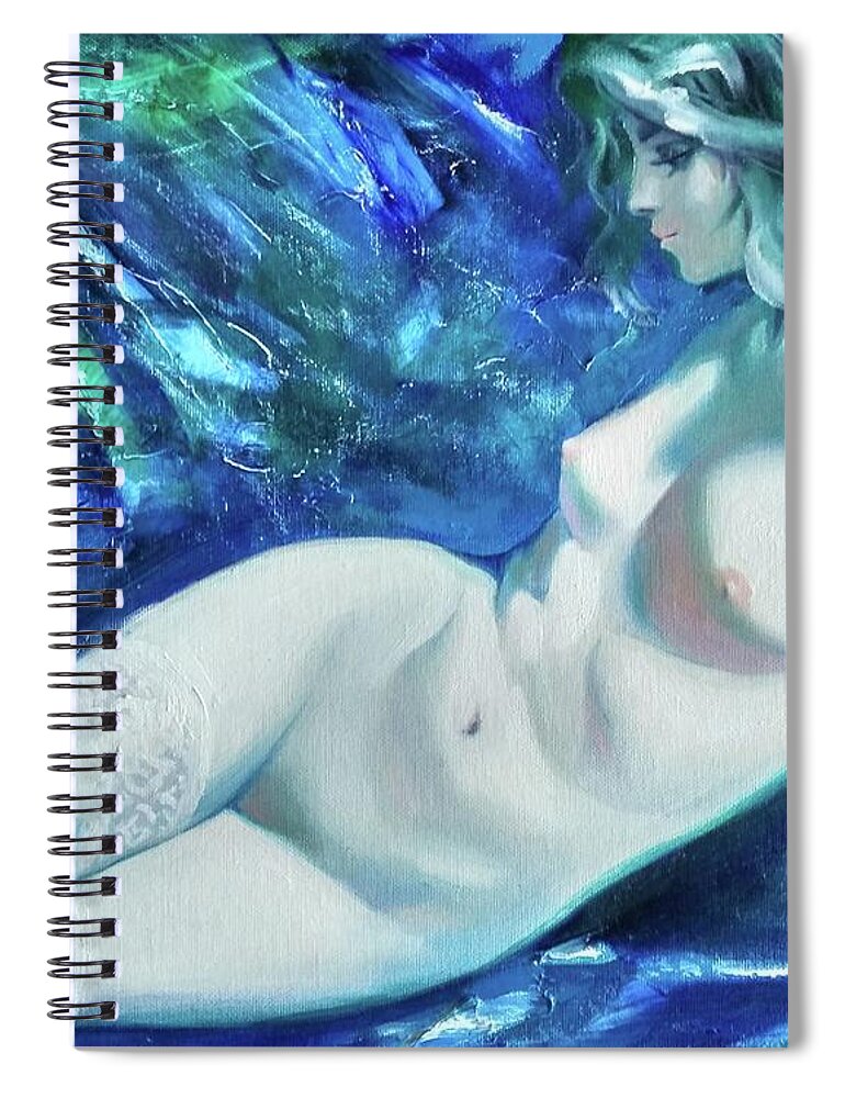 Ignatenko Spiral Notebook featuring the painting Nude dressed in stockings by Sergey Ignatenko