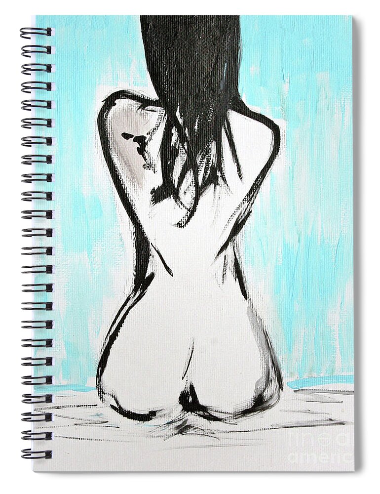 Paintings Spiral Notebook featuring the painting Nude female by Julie Lueders 