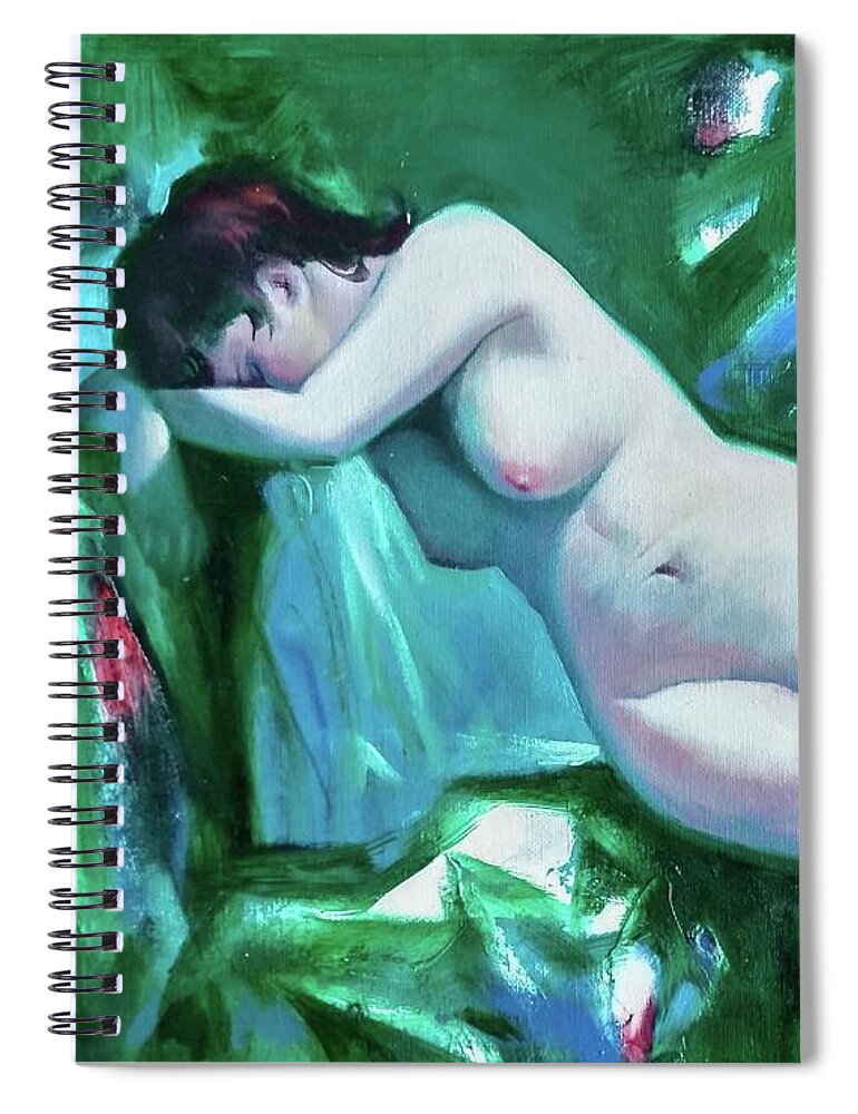 Ignatenko Spiral Notebook featuring the painting Nude model by Sergey Ignatenko