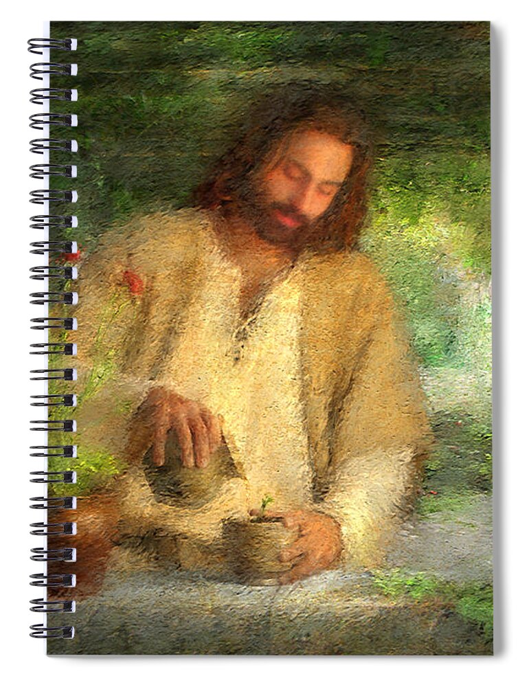 Jesus Spiral Notebook featuring the painting Nurtured by the Word by Greg Olsen