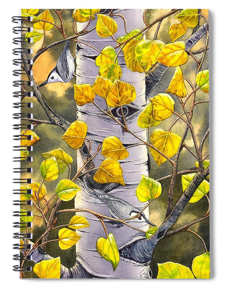 Nuthatch Spiral Notebook featuring the painting Nuthatches by Catherine G McElroy