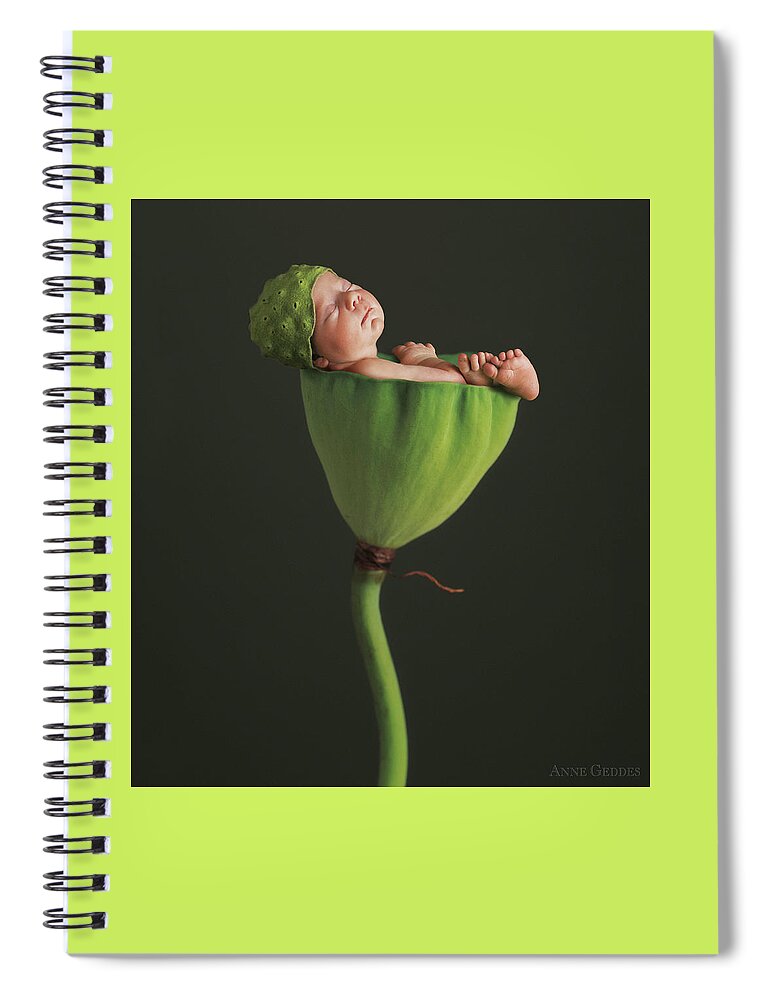 Lotus Spiral Notebook featuring the photograph Nyah in Lotus Bud by Anne Geddes
