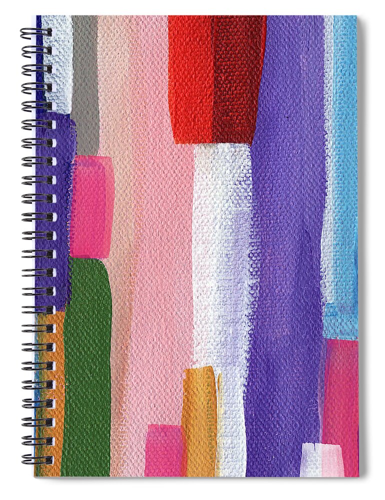 Abstract Modern Painting Spiral Notebook featuring the painting Nyhavn- Abstract Painting by Linda Woods