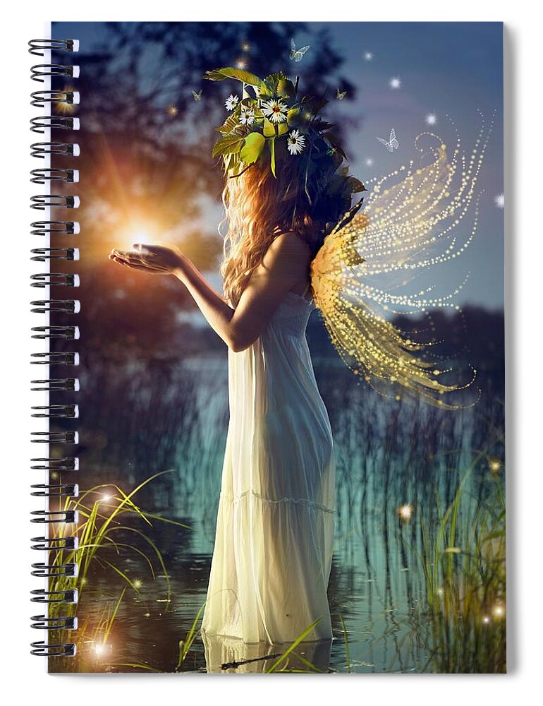 Nymph Of August Spiral Notebook featuring the digital art Nymph of August by Lilia D