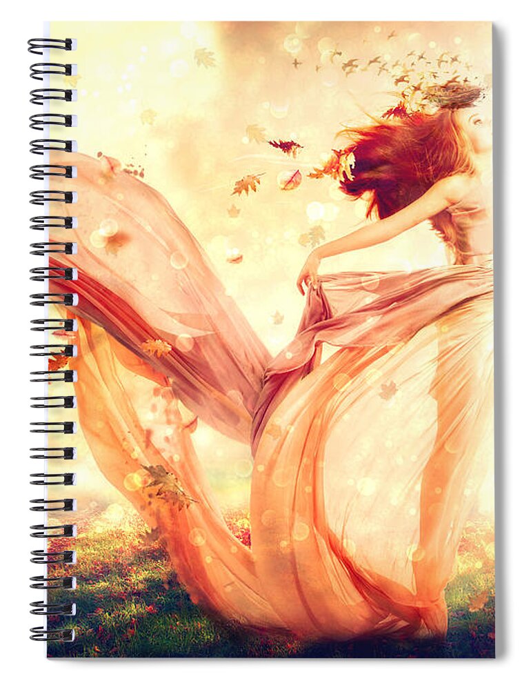 Nymph Of October Spiral Notebook featuring the digital art Nymph of October by Lilia D