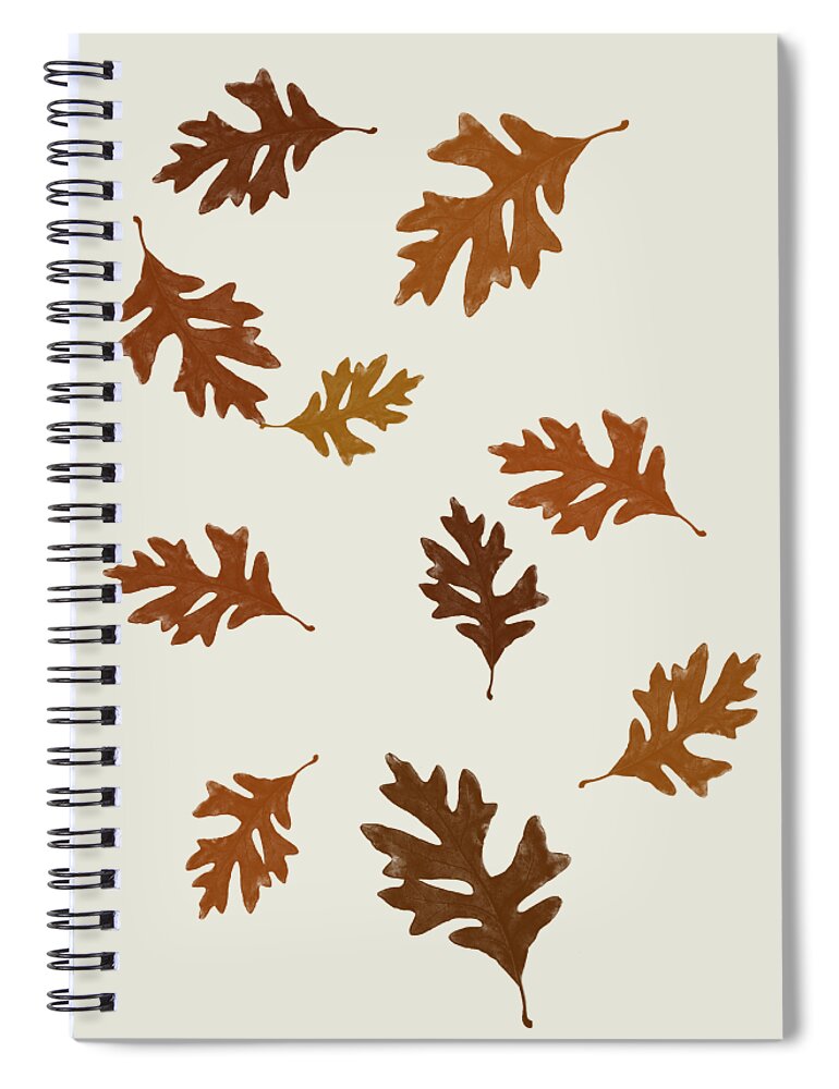 Fall Spiral Notebook featuring the mixed media Oak Leaves Art by Christina Rollo