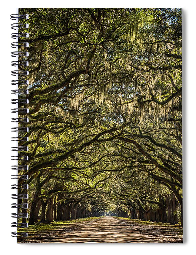 Georgia Spiral Notebook featuring the photograph Oak Tree Tunnel by Framing Places