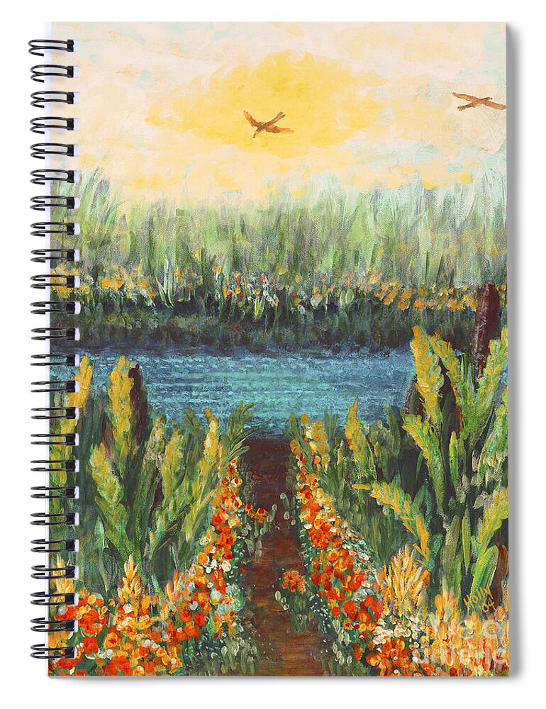 Oasis Spiral Notebook featuring the painting Oasis by Holly Carmichael