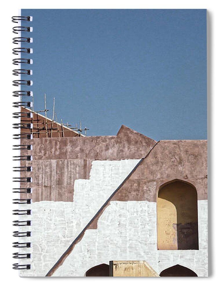 Jantar Mantar Spiral Notebook featuring the photograph Observatory under repair, Jaipur 2007 by Chris Honeyman