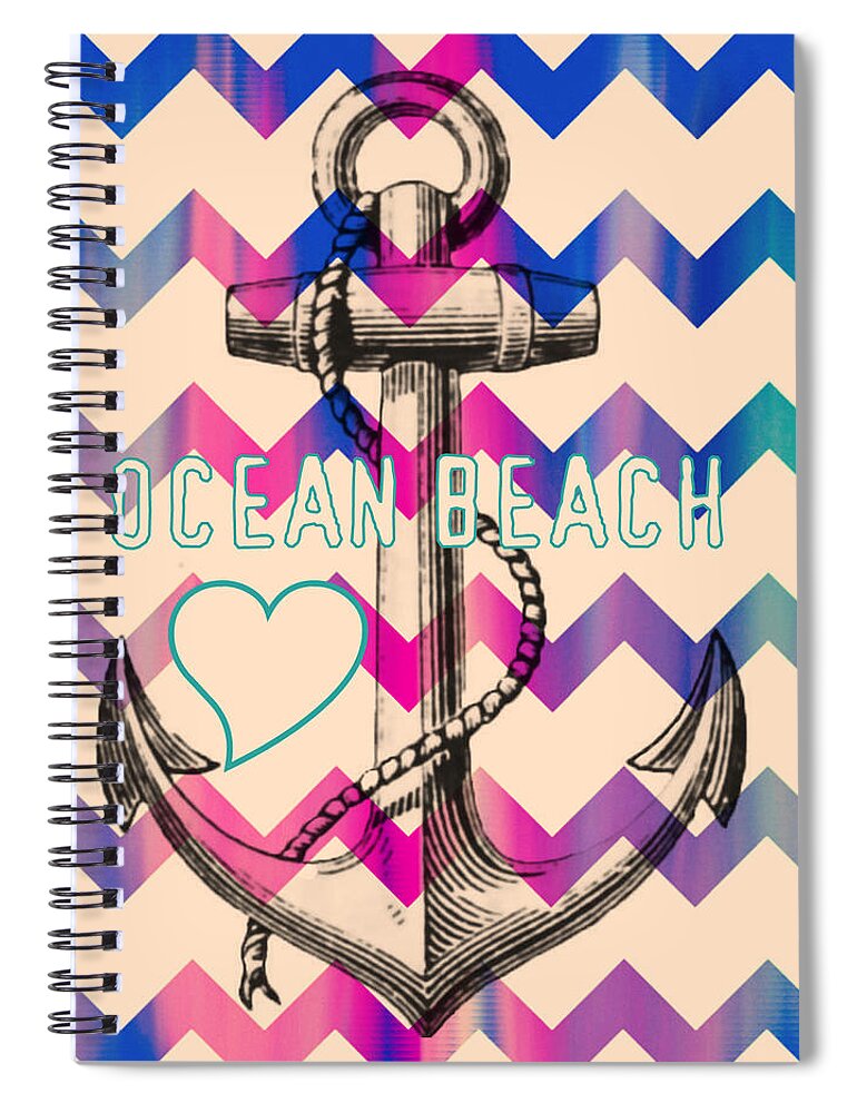 Ocean Beach Anchor Spiral Notebook by Brandi Fitzgerald - Pixels Merch
