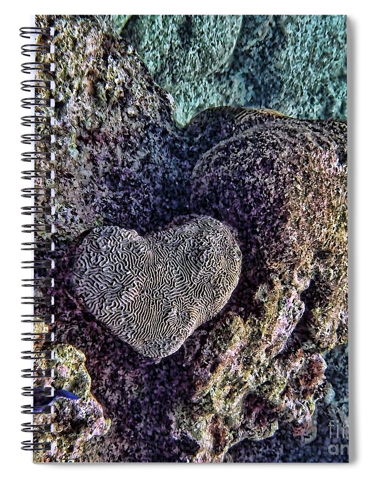 Heart Spiral Notebook featuring the photograph Ocean love by Peggy Hughes