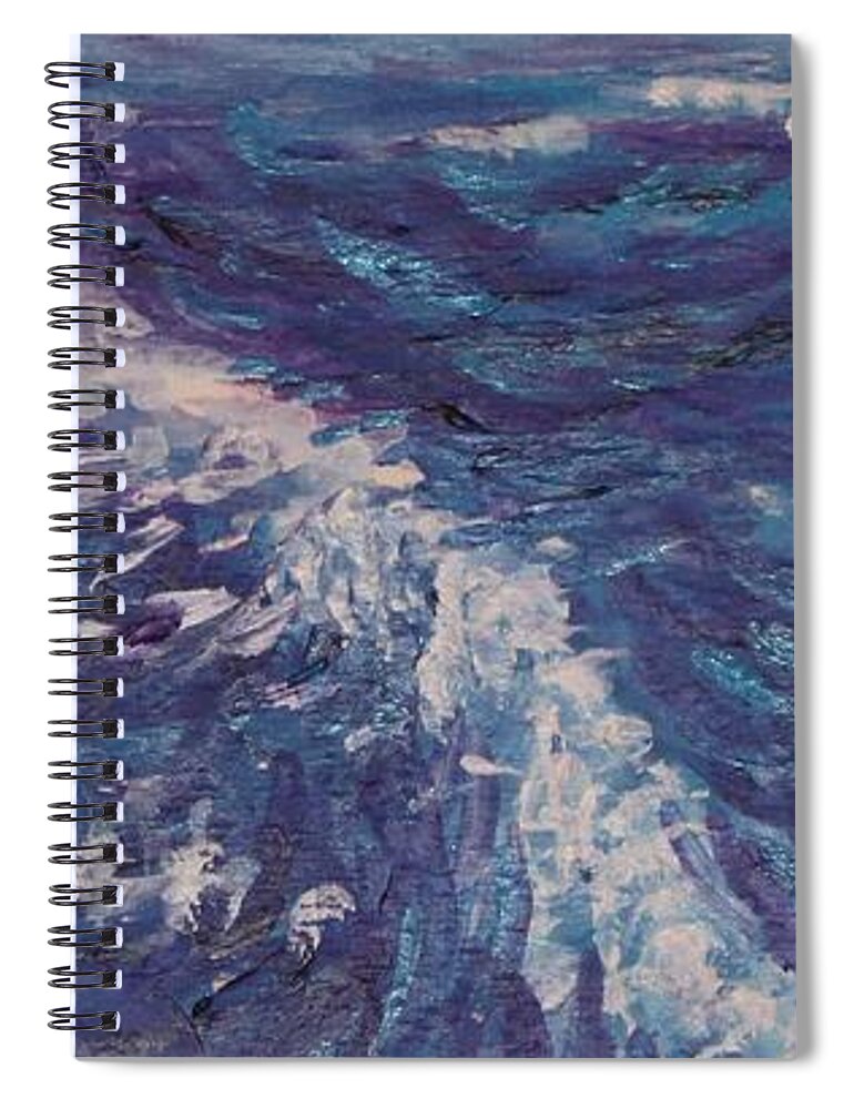 Seascape Spiral Notebook featuring the painting Ocean by Olga Malamud-Pavlovich