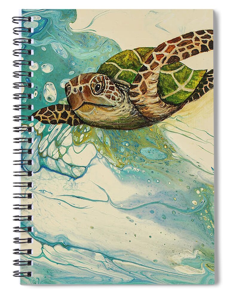 Honu Spiral Notebook featuring the painting Ocean's Call by Darice Machel McGuire