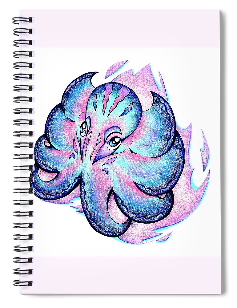 Octopus Spiral Notebook featuring the drawing Octopus I by Sipporah Art and Illustration