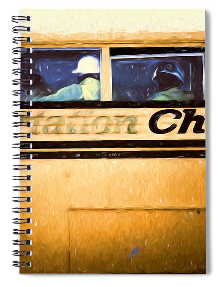  Spiral Notebook featuring the digital art Off to Work by Cathy Anderson