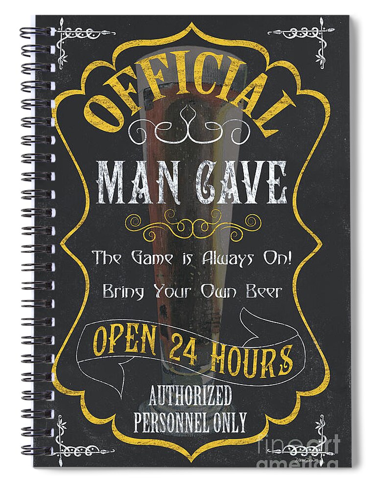 Beer Spiral Notebook featuring the painting Official Man Cave by Debbie DeWitt