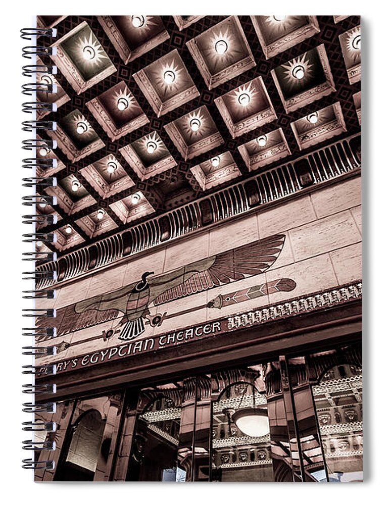 Utah Spiral Notebook featuring the photograph Ogden's Historic Peery's Egyptian Theater at Night by Gary Whitton