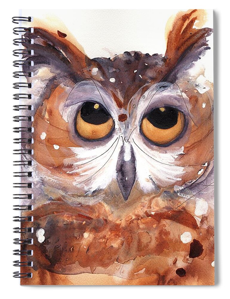 Owl Spiral Notebook featuring the painting Oh Boy by Dawn Derman