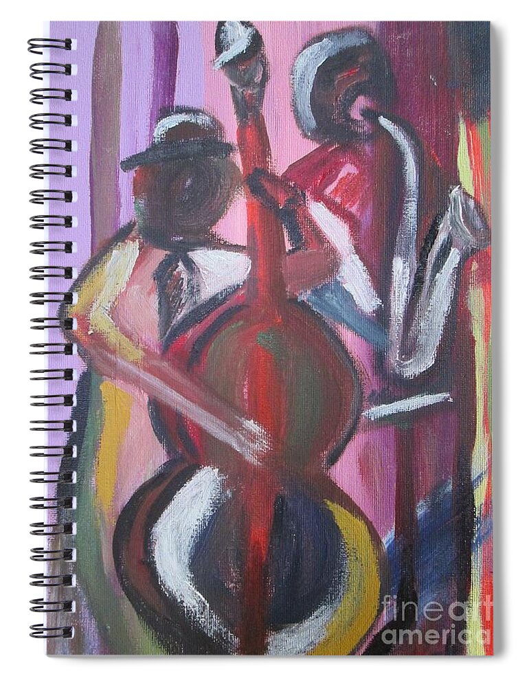 Jazz Spiral Notebook featuring the painting Oh for the Music by Jennylynd James